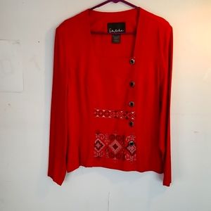 2pc pants suit size 16 red pants has zipper and button up